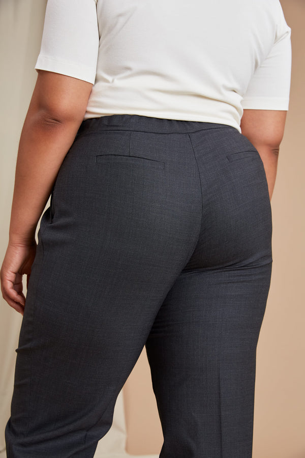 CINDY High Waist Trousers grey melange behind size 44