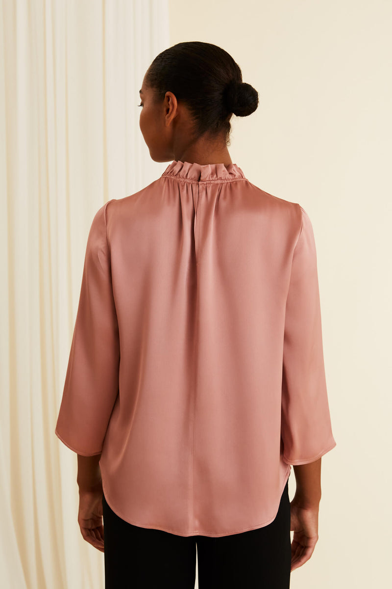 DARLYN Ruched Neck Blouse misty rose behind