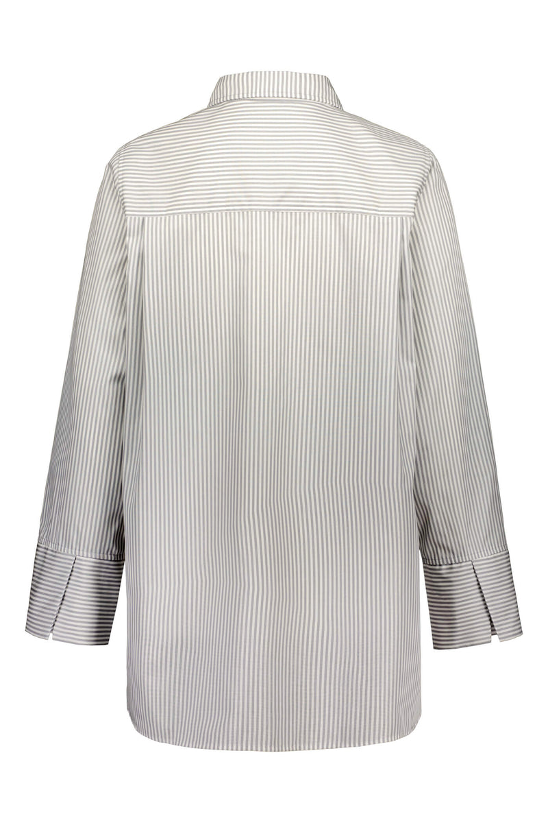 KAROLINA Striped Cotton Shirt grey white back