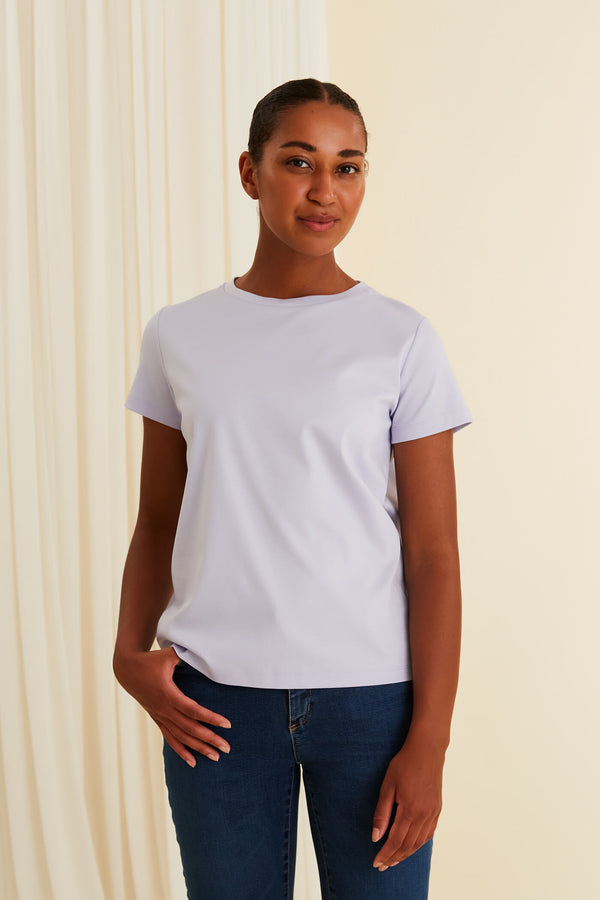 KATRINA Organic Cotton T-Shirt blue lilac from front