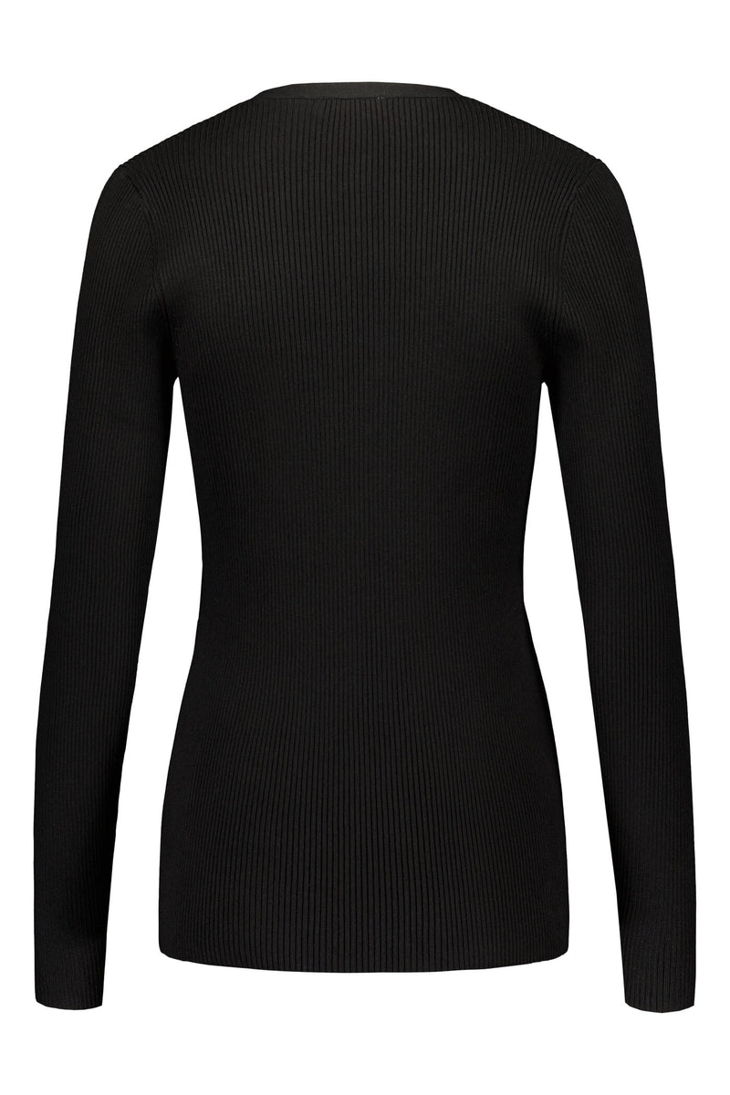 MAY Fitted Viscose Knit Top blackest back