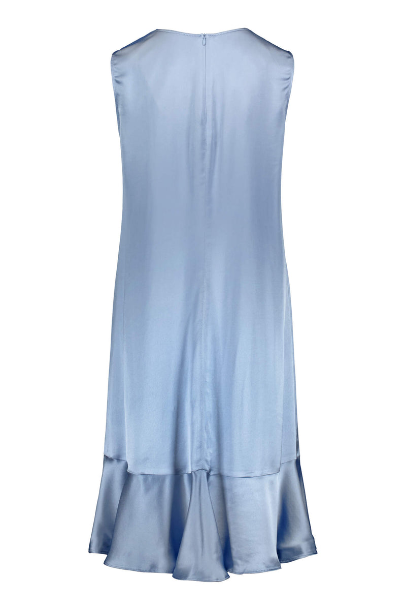 SERENA Printed Frill Dress sky blue back