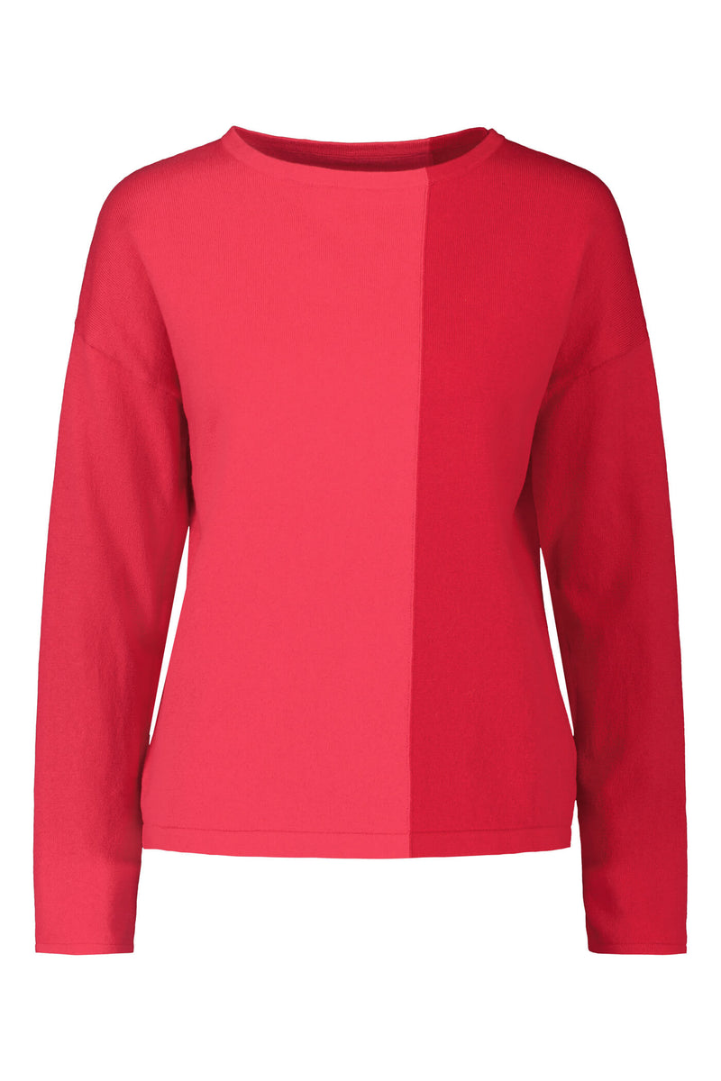 clear jumper two tone red front