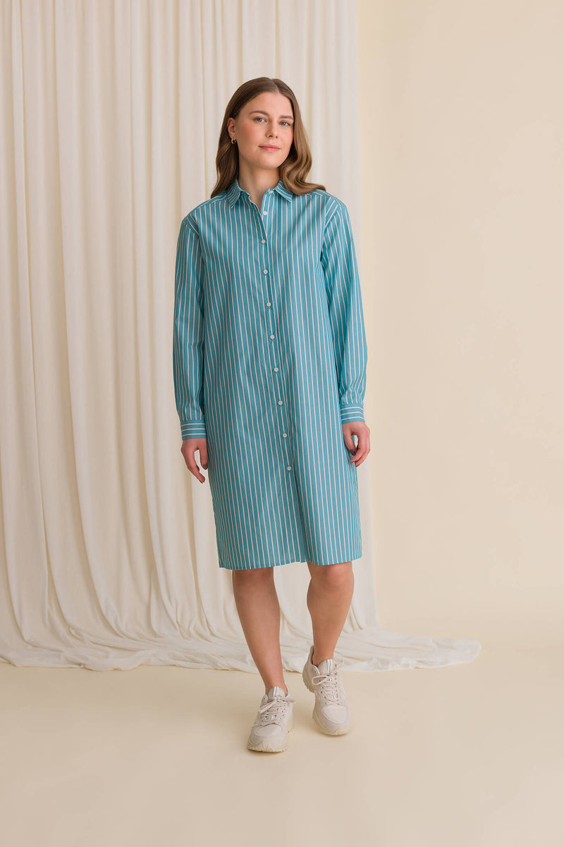 jenni shirt dress teal green white 36