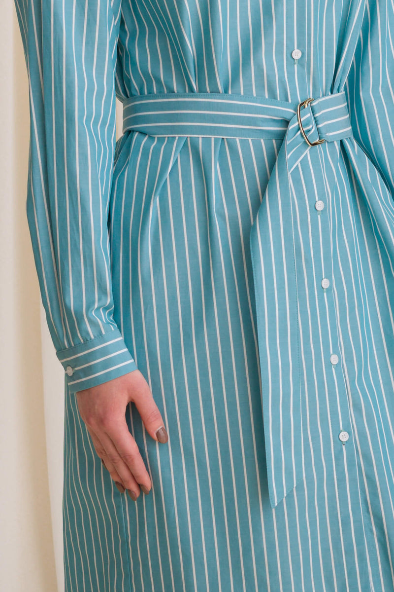 jenni shirt dress teal green white close