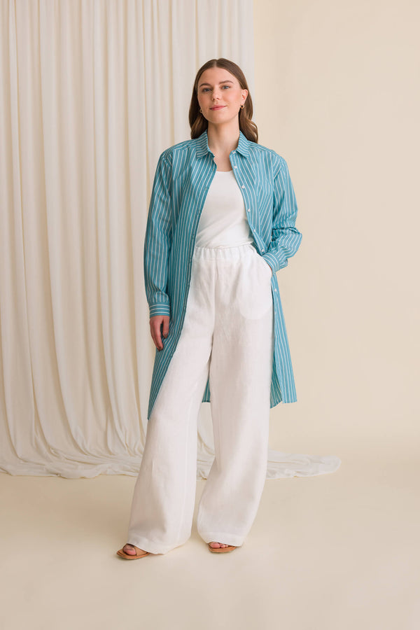 jenni shirt dress teal green white open
