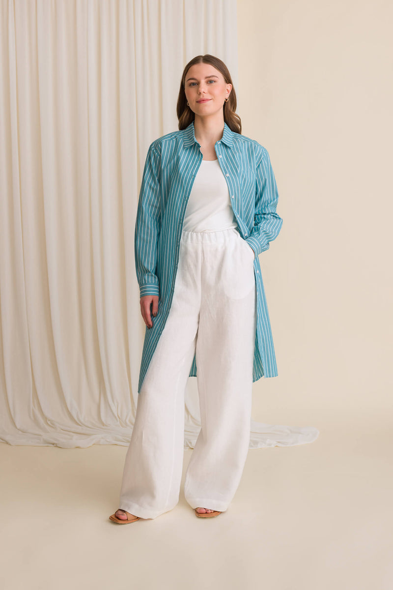 jenni shirt dress teal green white open