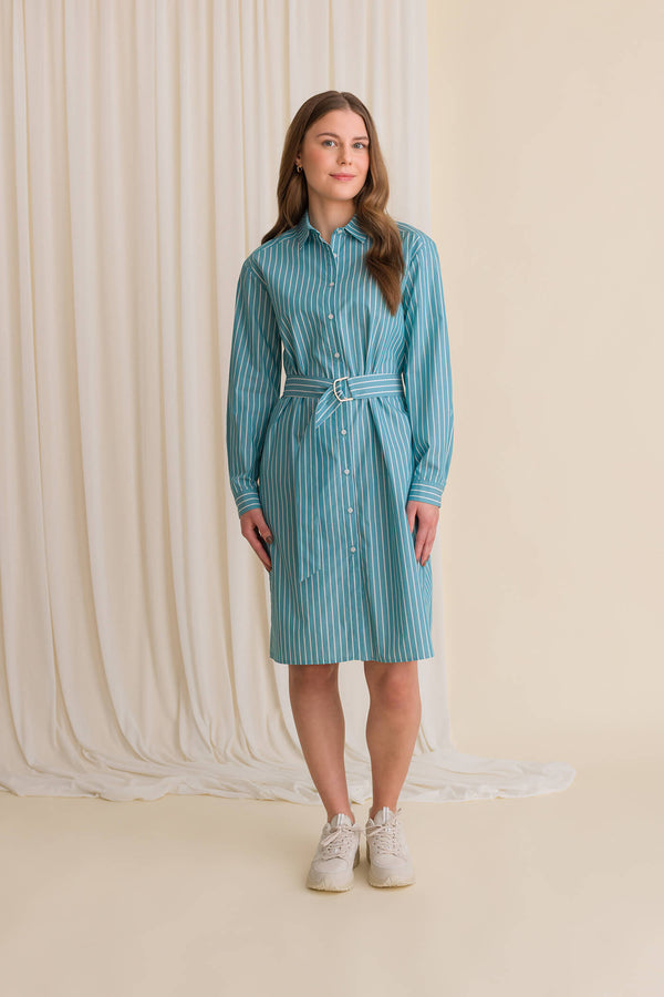 jenni shirt dress teal green white