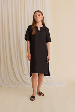 SHEENA Linen Dress black