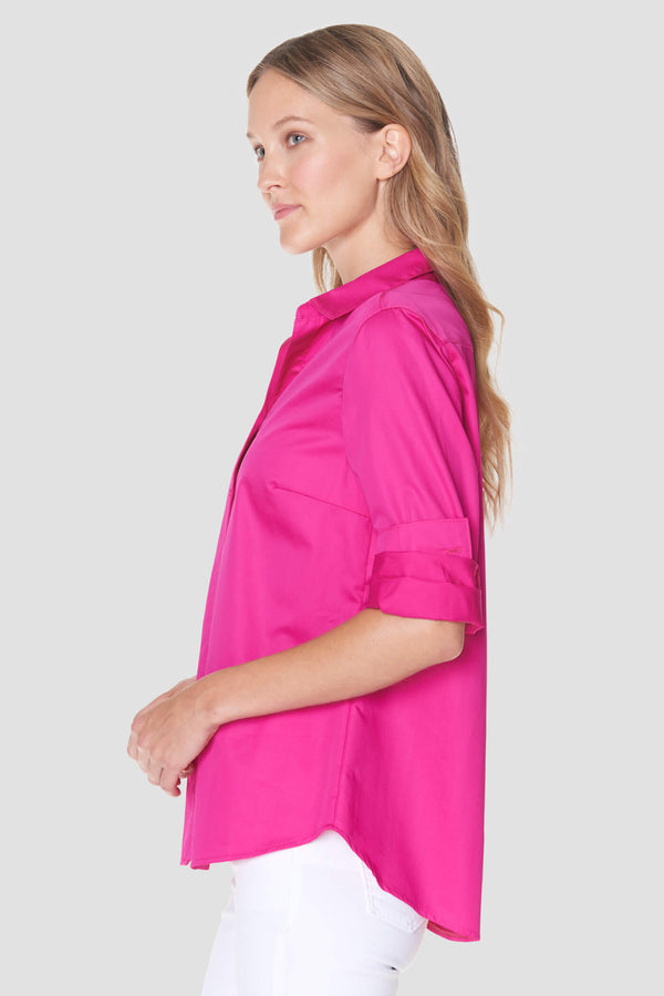 Voglia fuchsia slim fit cotton shirt