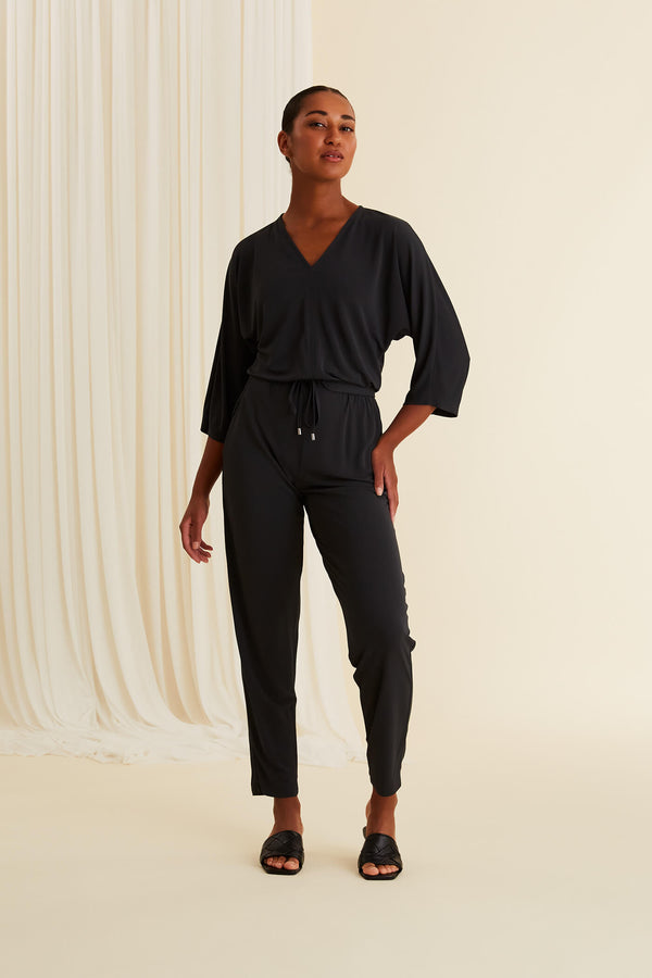 ALESSA Viscose Jumpsuit silver pine from front