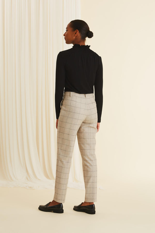 AMALIA Wool Blend Pants check chalk black behind