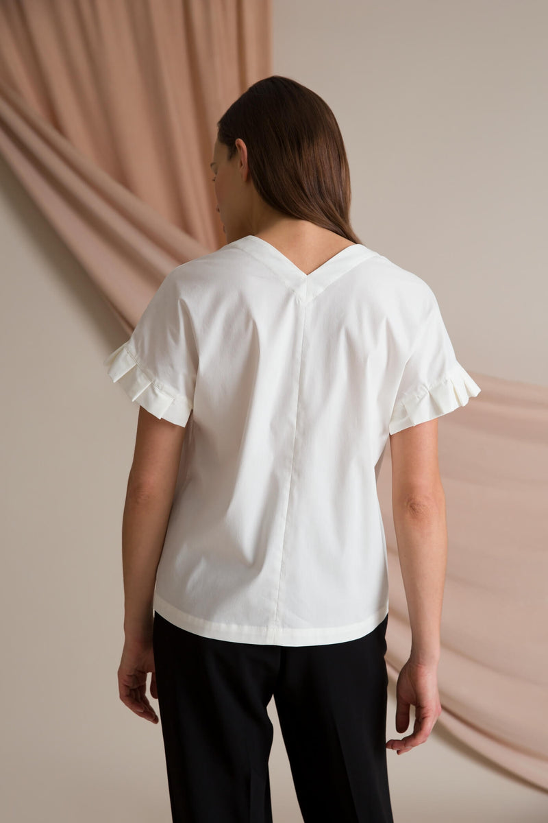 BELLE Pleat Sleeve Blouse soft white behind