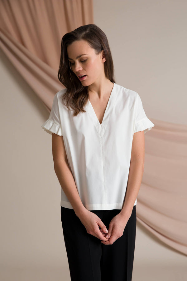 BELLE Pleat Sleeve Blouse soft white