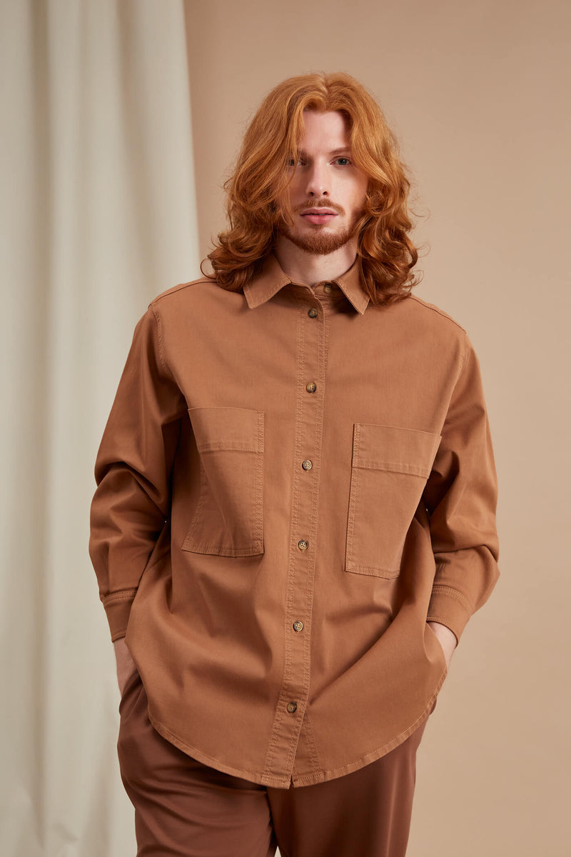CALISTA Lyocell Blend Shirt cinnamon from front