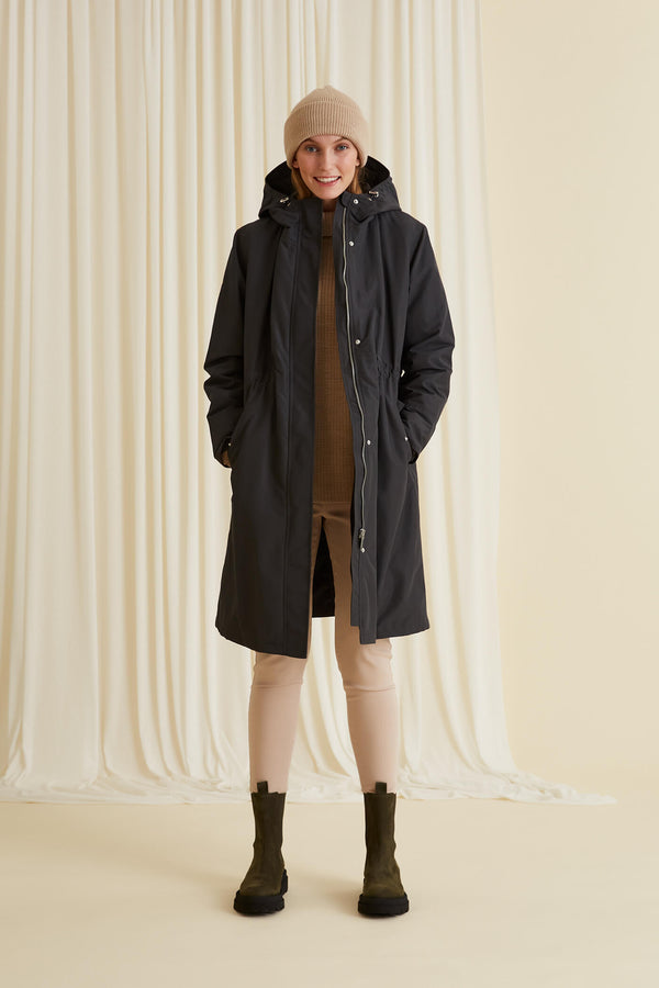 CAMERON Lightly Padded Parka darkgrey open