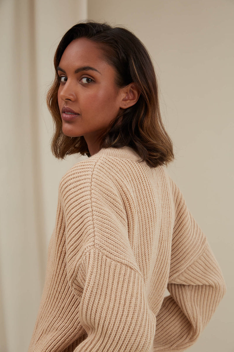 CAMILLA Wool Cardigan camel side