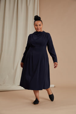 CARA Viscose Dress dark blue size 46