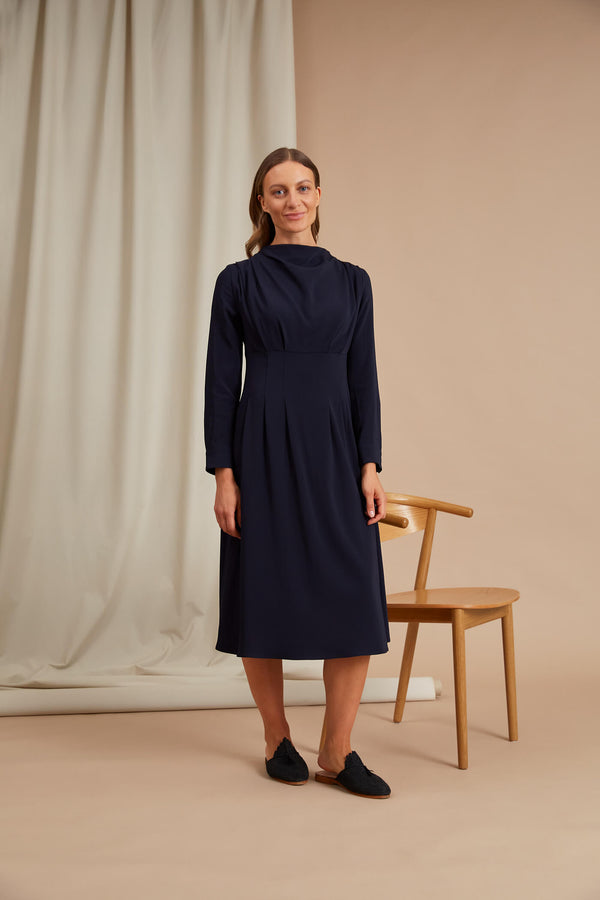 CARA Viscose Dress dark blue