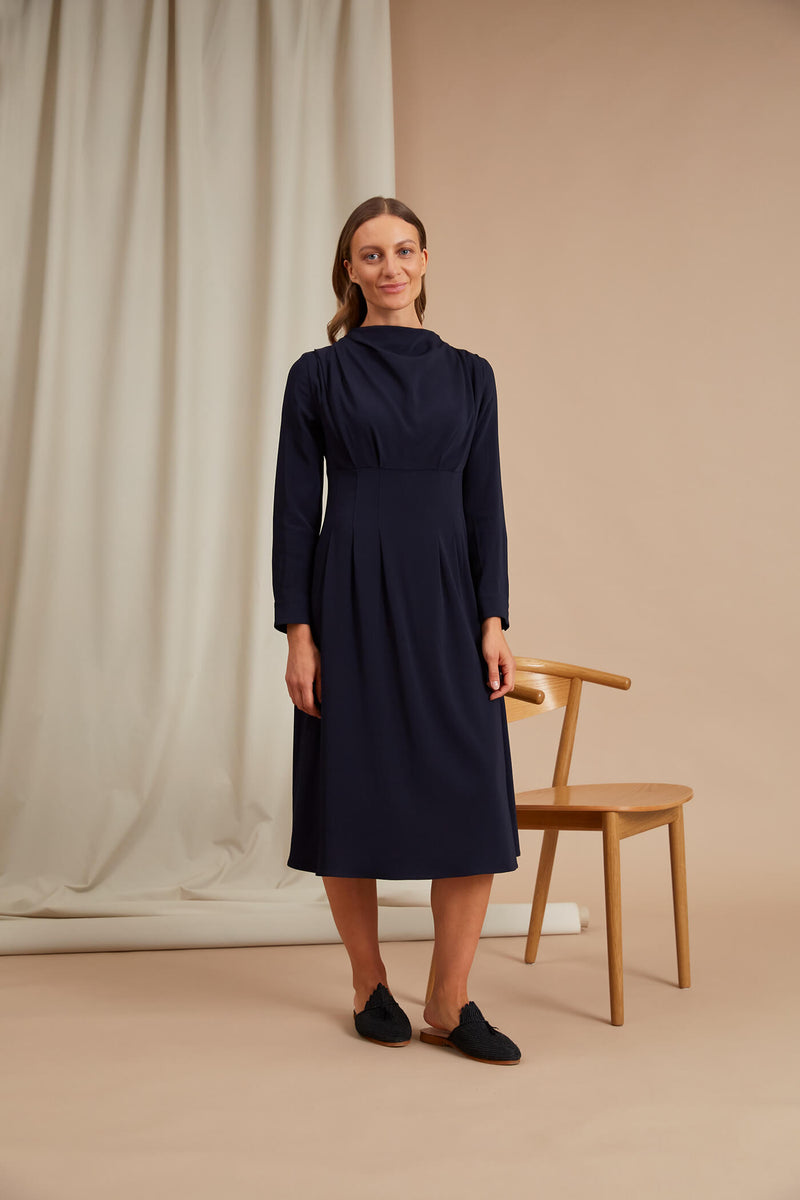 CARA Viscose Dress dark blue