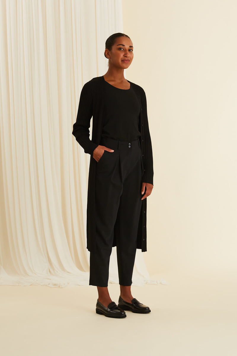 CARLY Pleat Trousers blackest with knit