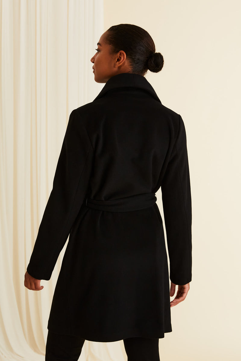 CAROLINE Wrap Coat blackest behind