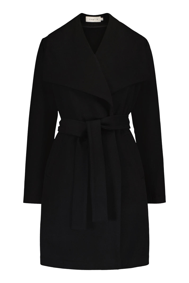 CAROLINE Wrap Coat blackest front