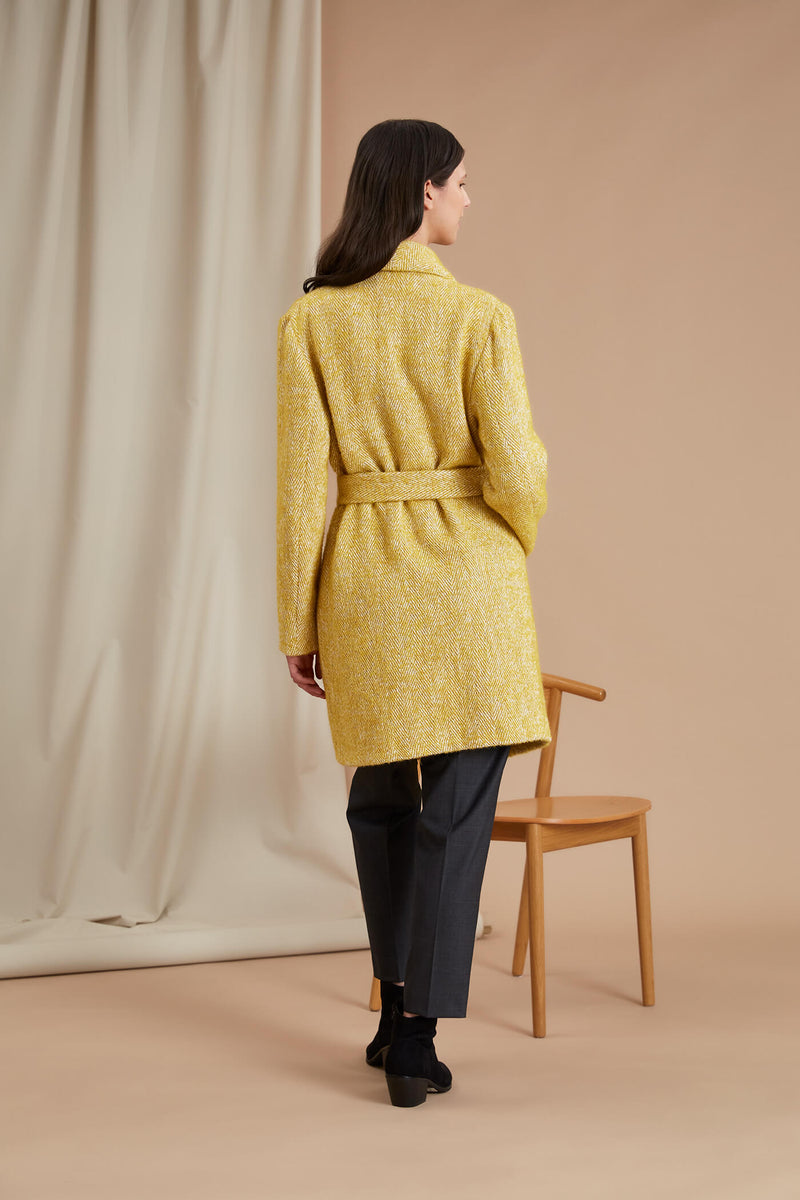 CAROLINE Wrap Coat yellow behind