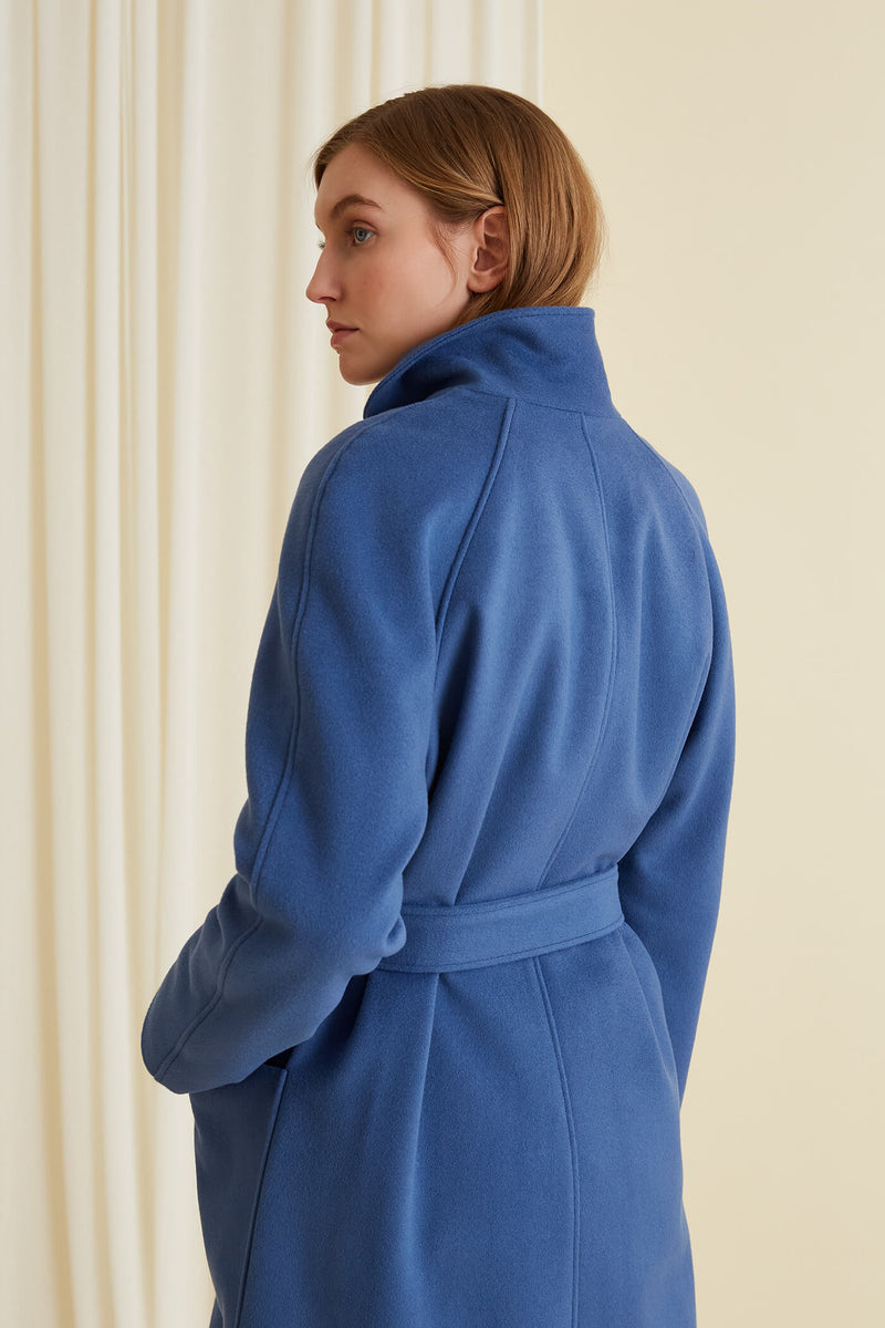 CHELSEA Wool Blend Coat ash blue back detail