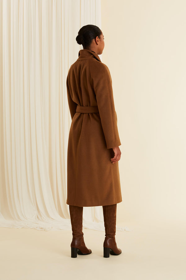 CHELSEA Wool Blend Coat walnut brown behind