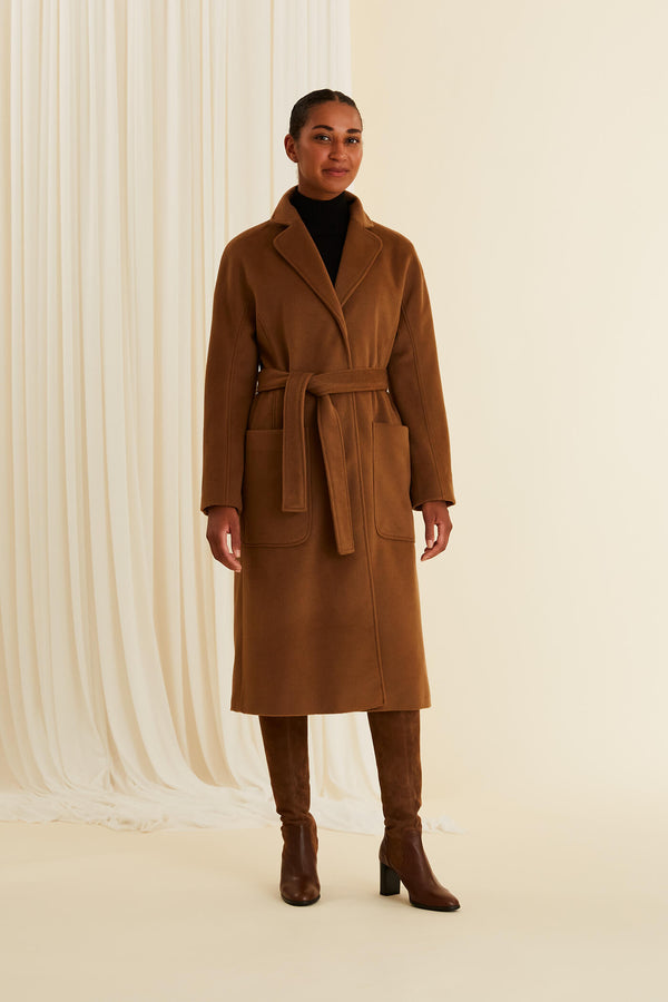 CHELSEA Wool Blend Coat walnut brown