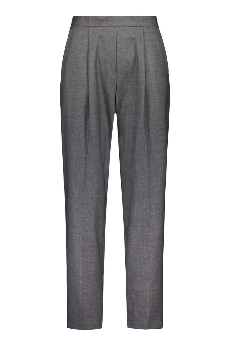 CINDY High Waist Trousers grey melange front