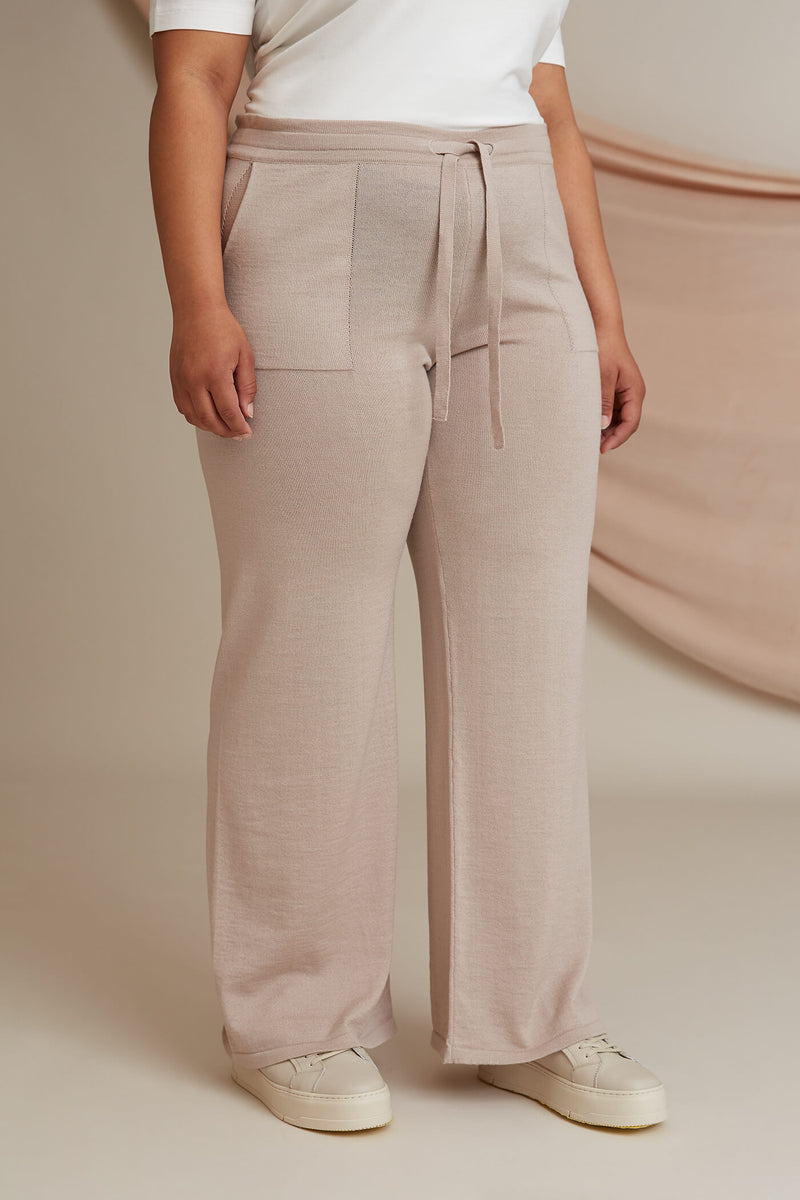 Clara wide leg wool pants cafe latte