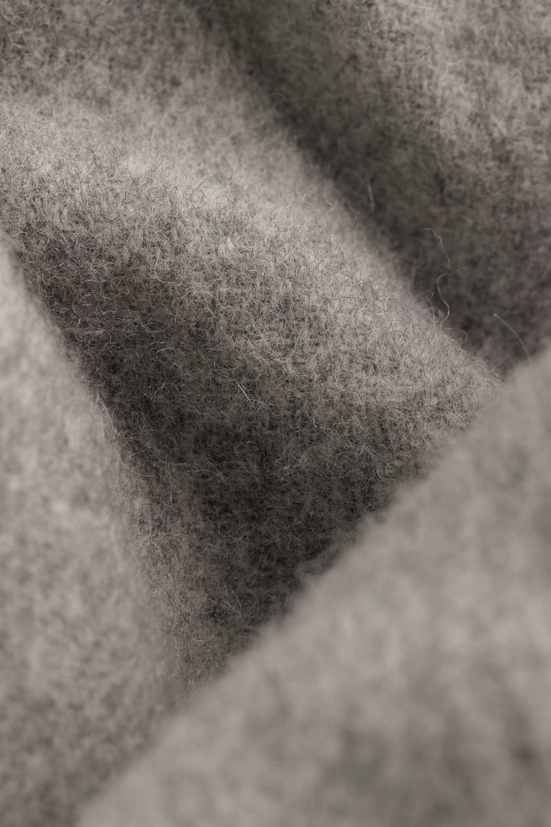CLARISSA Fringed Wool Cashmere Poncho grey melange material