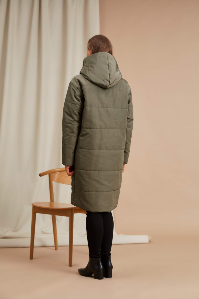 CONCERT Water Repellent Puffer Coat olive green behind