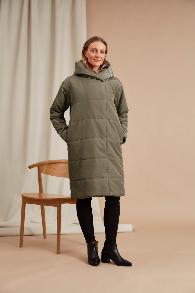 CONCERT Water Repellent Puffer Coat olive green