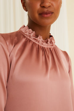 DARLYN Ruched Neck Blouse misty rose close