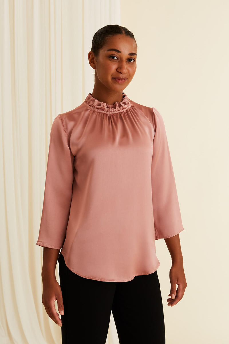 DARLYN Ruched Neck Blouse misty rose