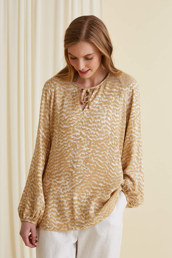 DREW Jacquard Blouse kamel
