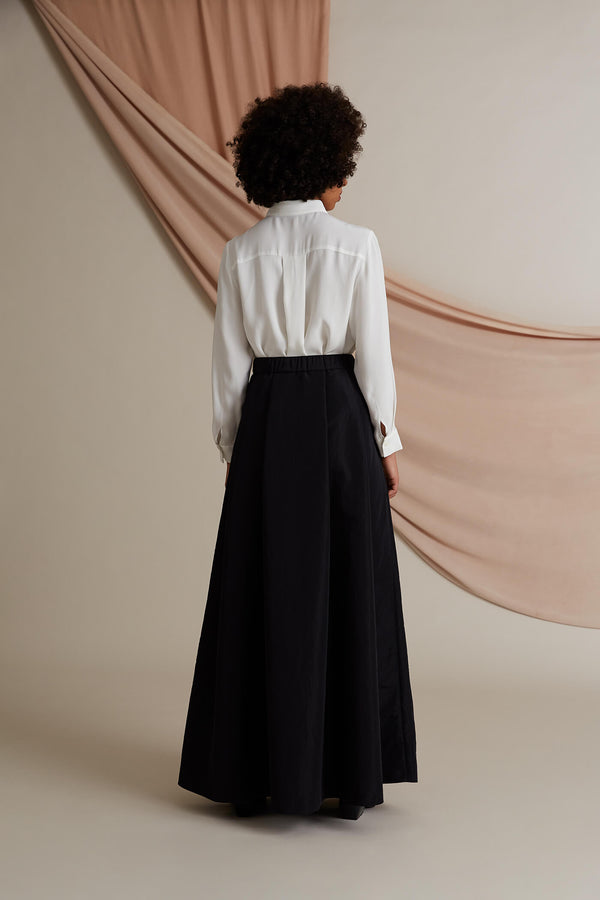 Elena wide hem maxi skirt black behind