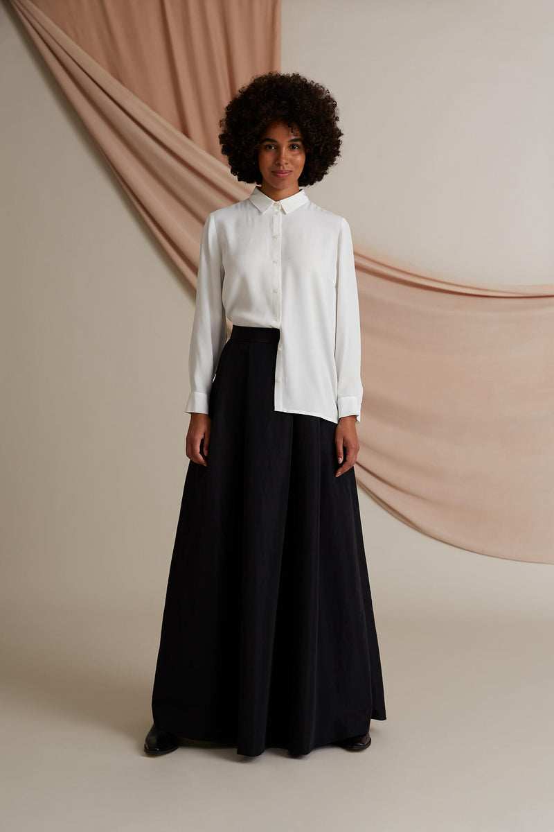 Elena wide hem maxi skirt black