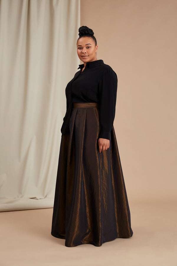 ELENA Wide Hem Maxi Skirt dark brown size 42 side