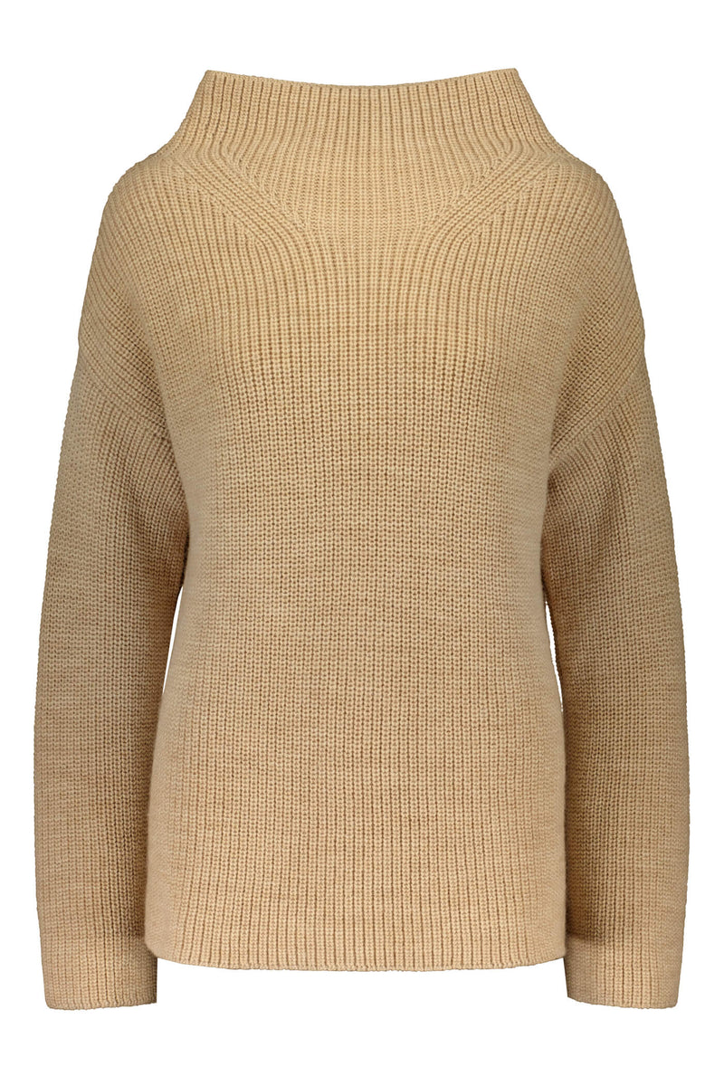 ESTEFANIA High Neck Wool Jumper camel melange front