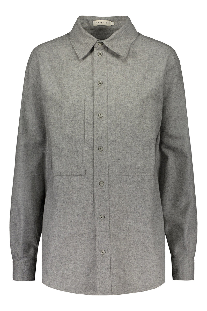 GIANNI Woollen Unisex Shirt stone grey front