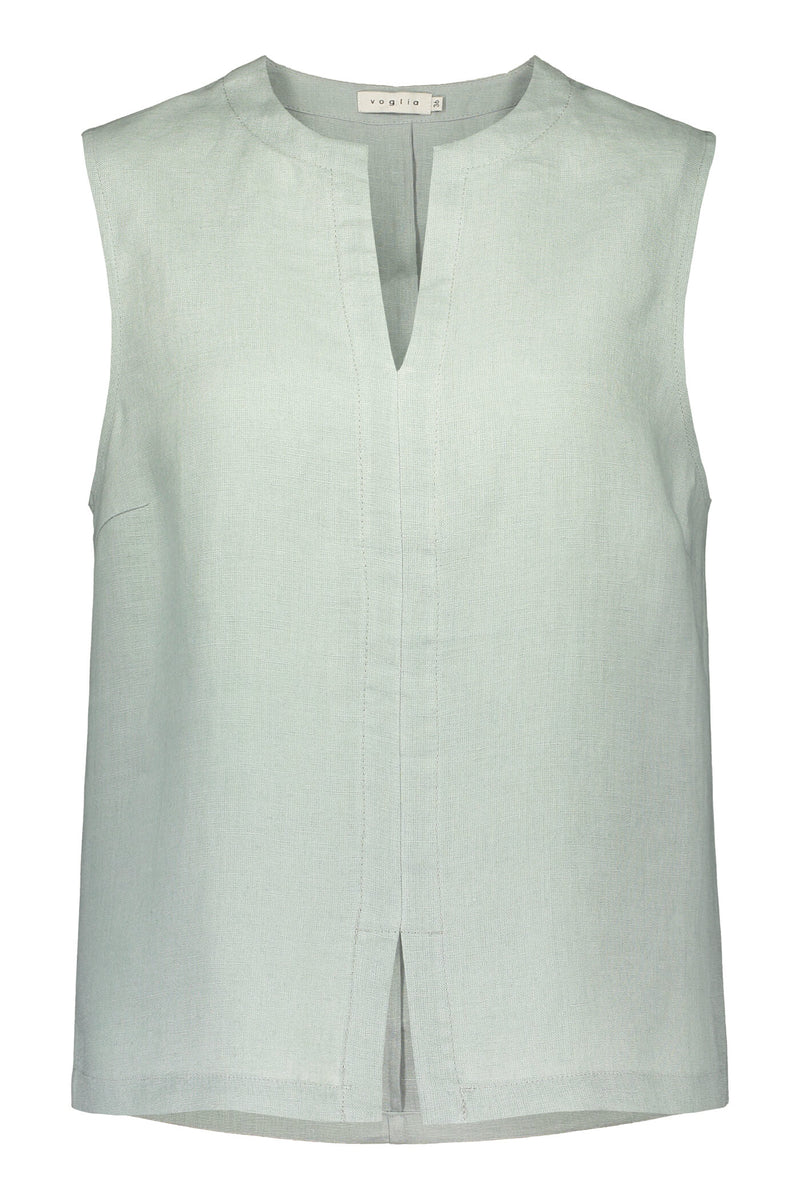 GRACE Linen Top aqua front