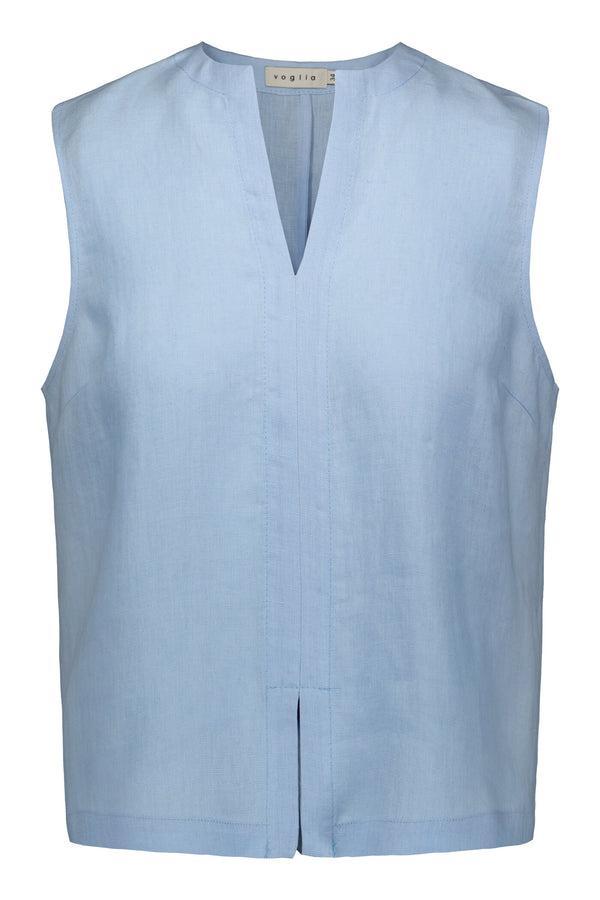 GRACE Linen Top light blue front