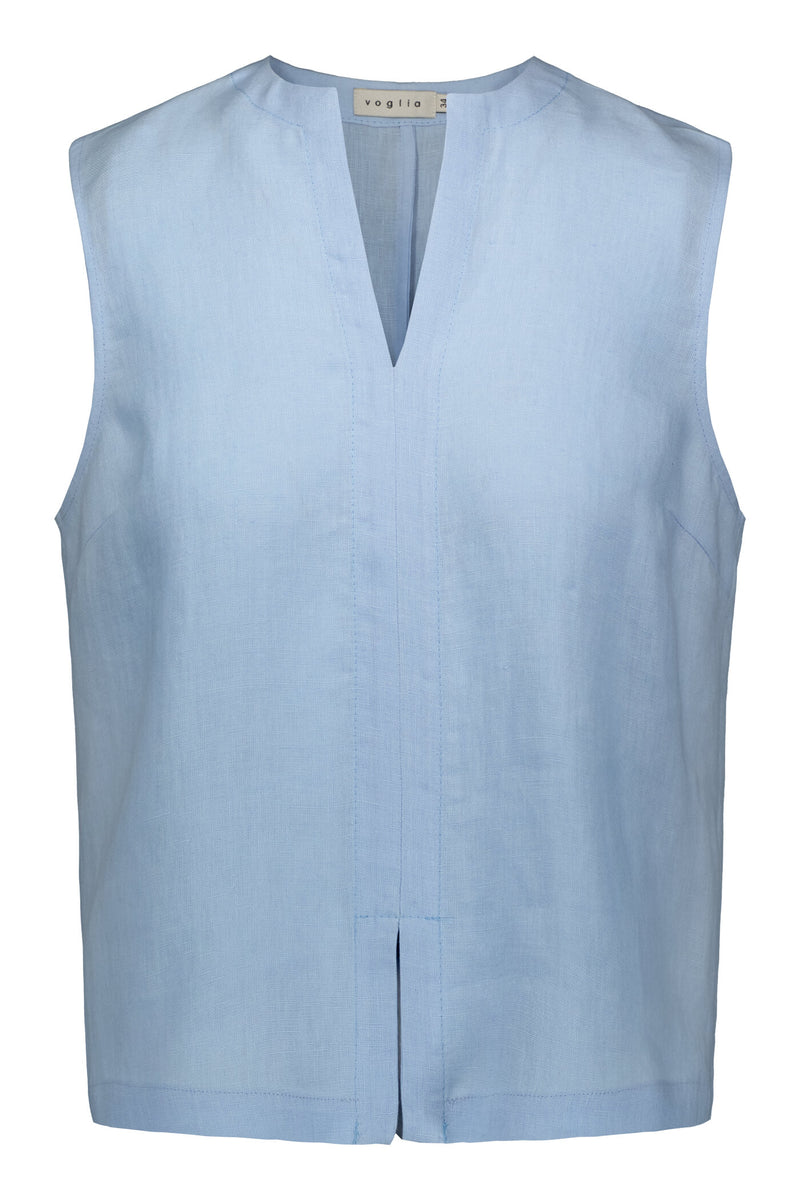 GRACE Linen Top light blue front