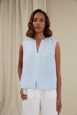 GRACE Linen Top light blue