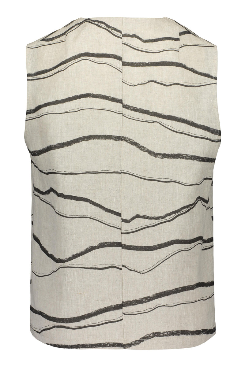 GRACE Striped Linen Top sand black back