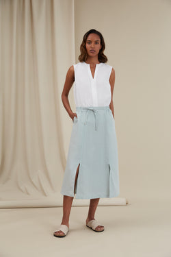 GRETA Linen Skirt aqua